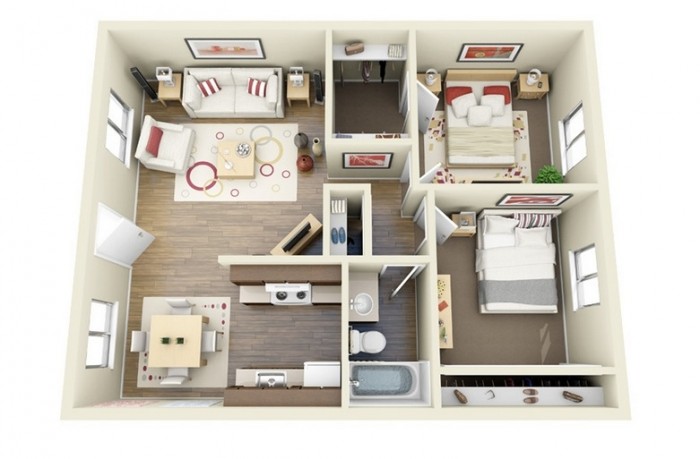 Bright and cheery this two bedroom is all about incorporating lightness into a compact design although the rooms are small they dont sacrifice on style Bright and cheery this two bedroom is all about incorporating lightness into a compact design although the rooms are small they dont sacrifice on style