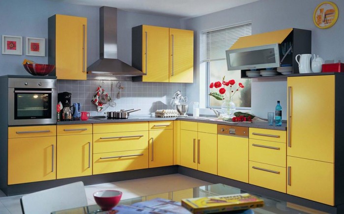 Modular Kitchen Layout- Yellow